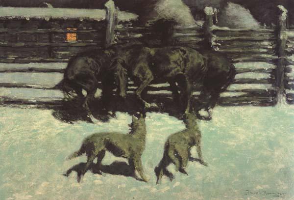 Frederic Remington The Call for Help (mk43) France oil painting art